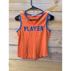 Self Esteem cotton Orange Y2K Player Graphic Tank Top Lettuce Hem Large 2000's